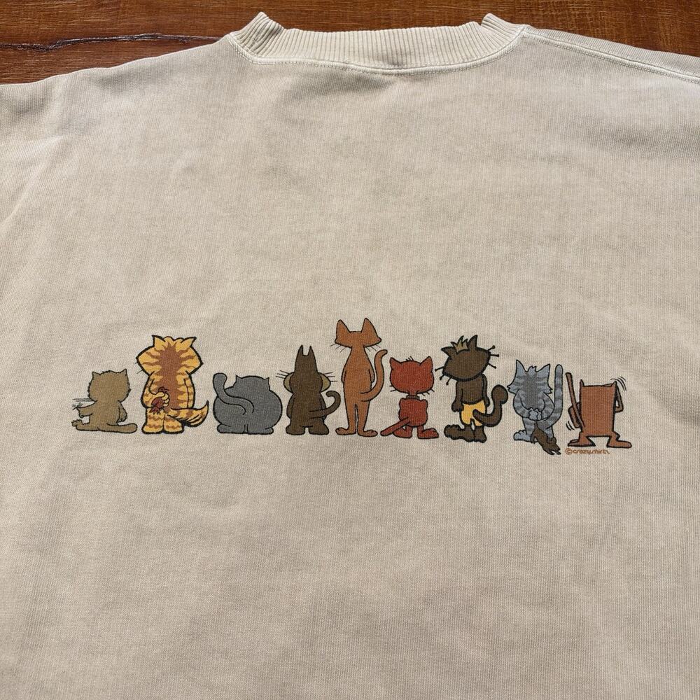 Vintage Crazy Shirts Adopt A Cat Sweatshirt Mens M Brown Oversized Relax Sweater - Picture 4 of 13